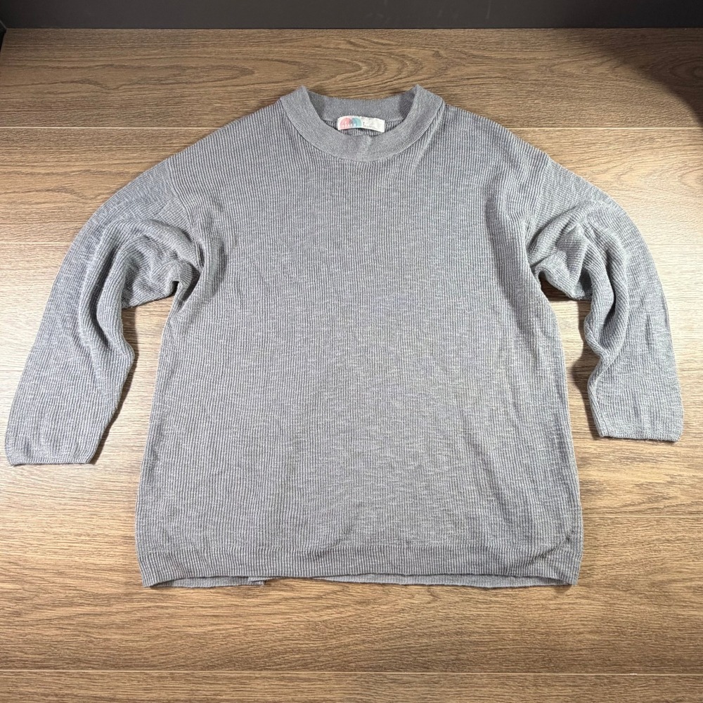 Free People FP beach Malibu Slouchy Oversized Gray Sweater Ribbed Size M Boho - Picture 2 of 16